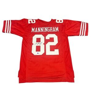 Mario Manningham Autographed/Signed Jersey red/w white lettering  Custom Jersey
